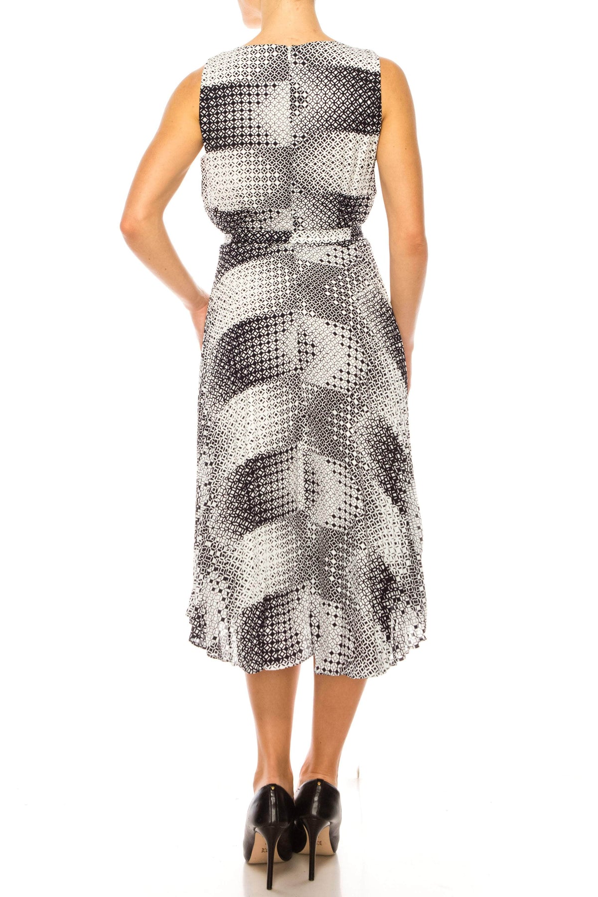 ILE Clothing CHP240 - Sleeveless Midi Print Dress Special Occasion Dresses