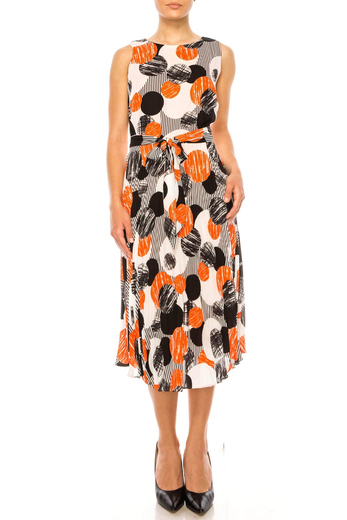 ILE Clothing CHP240 - Sleeveless Midi Print Dress Special Occasion Dresses