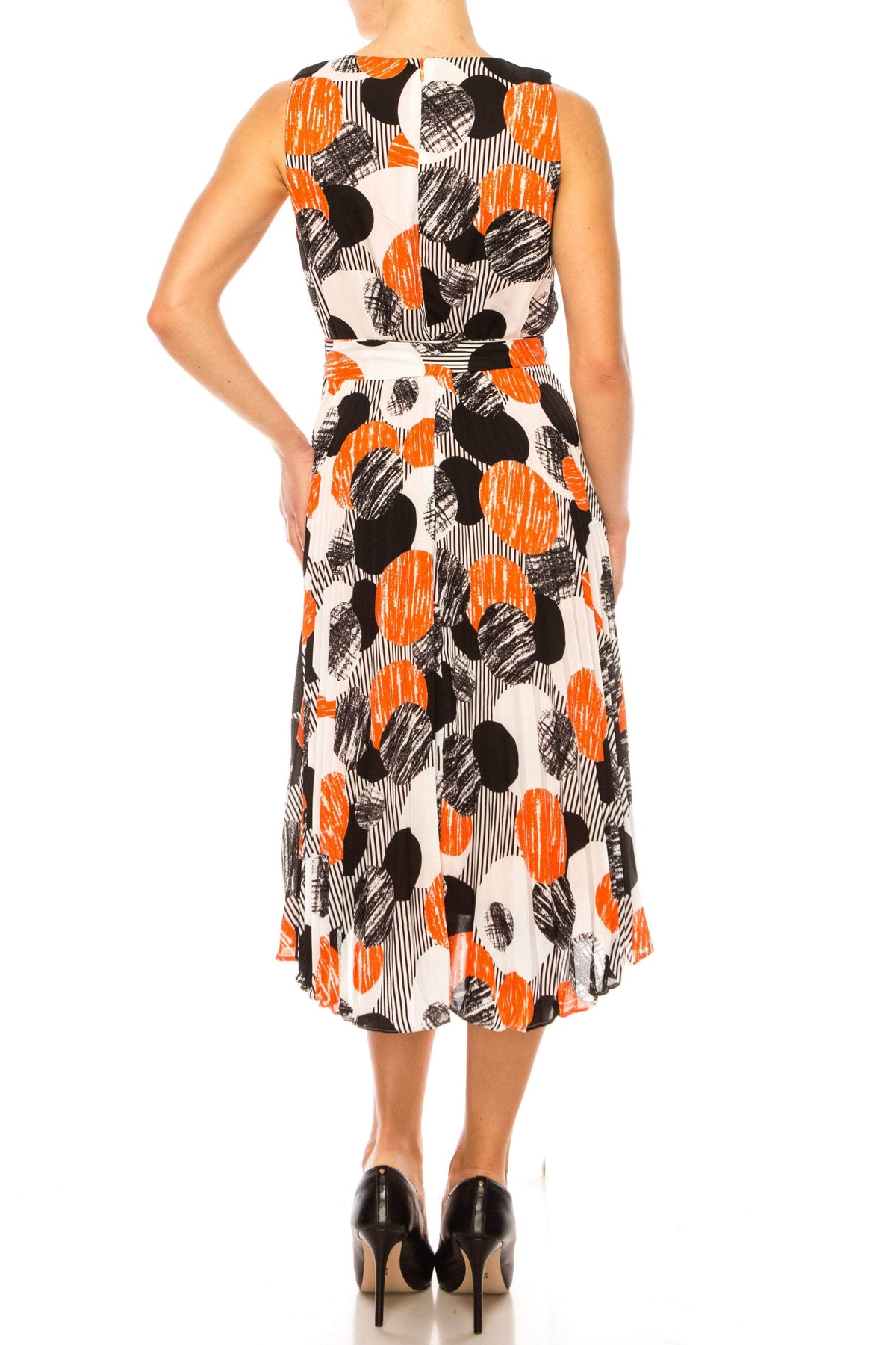 ILE Clothing CHP240 - Sleeveless Midi Print Dress Special Occasion Dresses