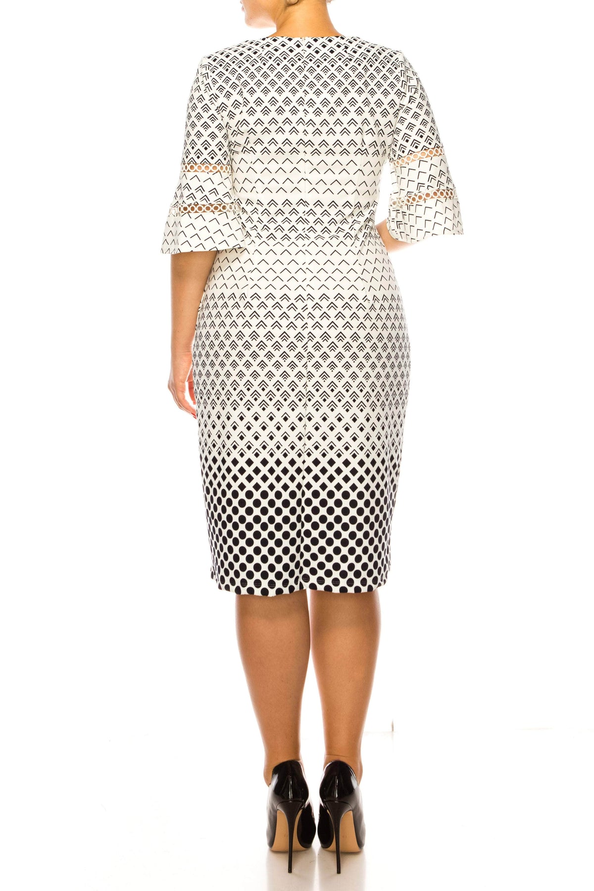ILE Clothing SCP5901RE - Bell Sleeve Print Dress Special Occasion Dresses