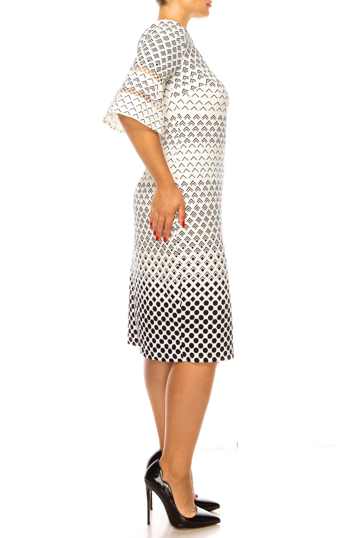 ILE Clothing SCP5901RE - Bell Sleeve Print Dress Special Occasion Dresses