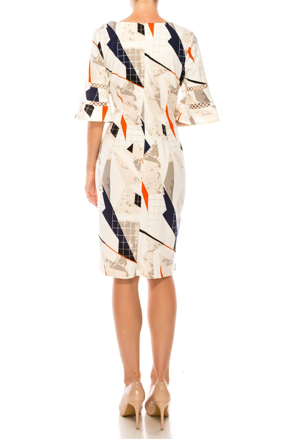ILE Clothing SCP5901RE - Bell Sleeve Print Dress Special Occasion Dresses