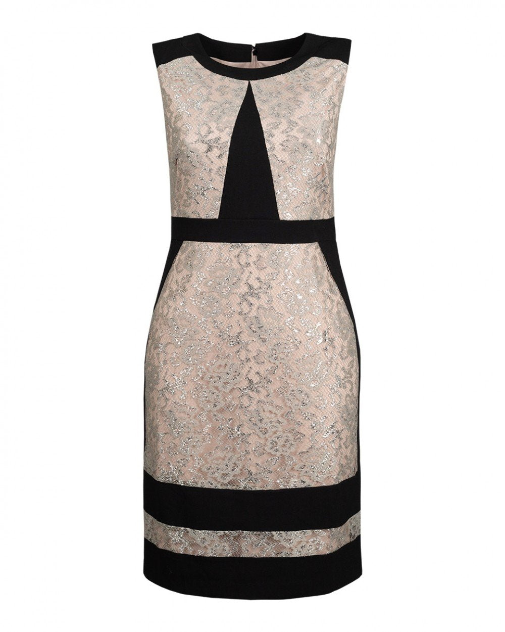 Ivanka Trump - ID8L2JDX Knee Length Colorblock Sheath Dress In Black and Neutral