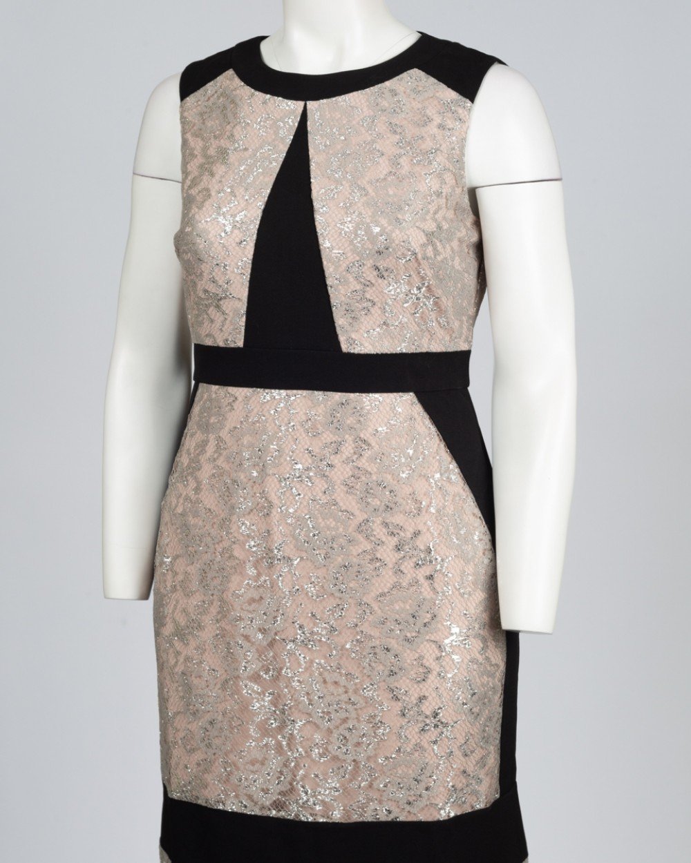 Ivanka Trump - ID8L2JDX Knee Length Colorblock Sheath Dress In Black and Neutral