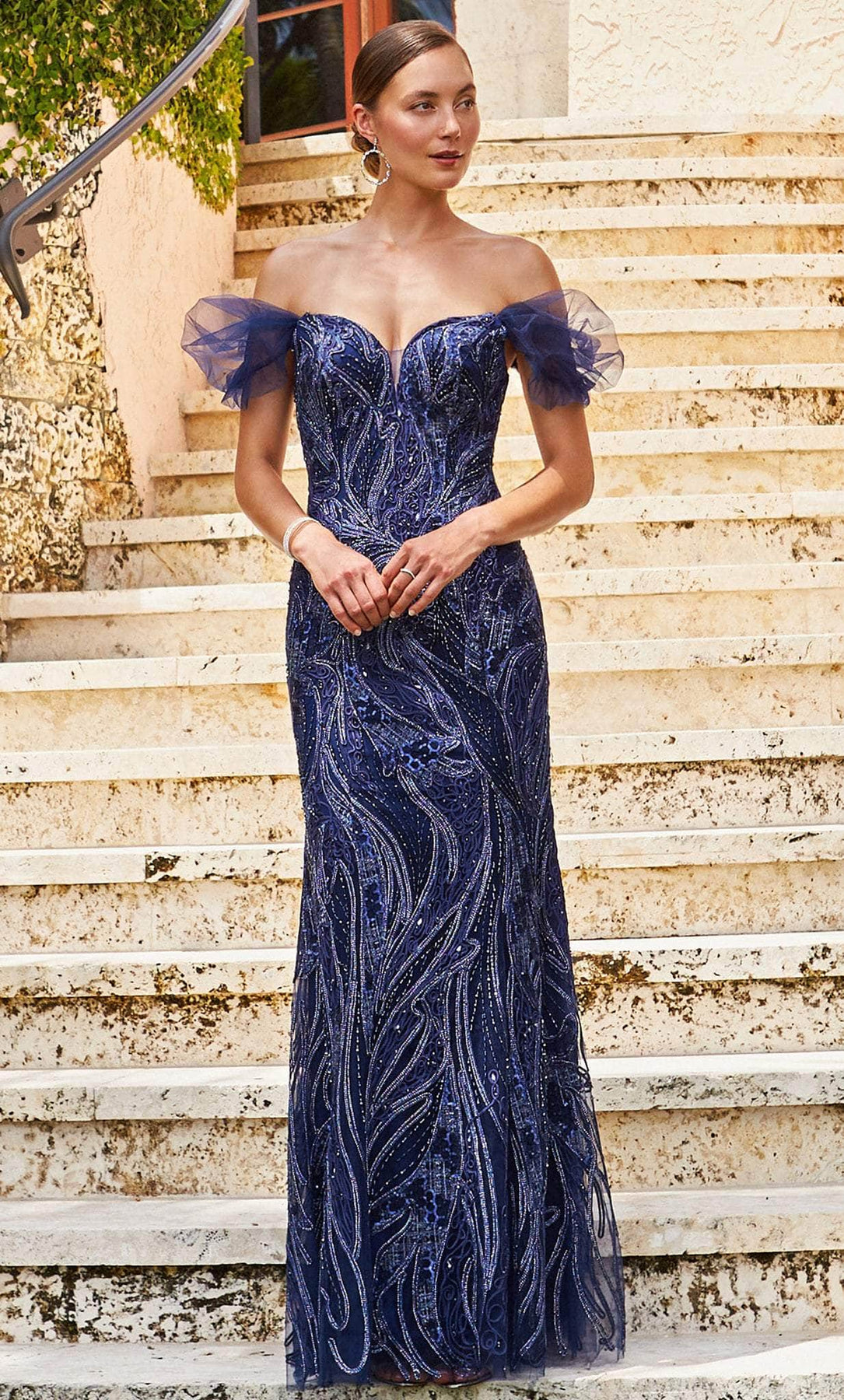 Ivonne D 122D64W - Embroidered Gown