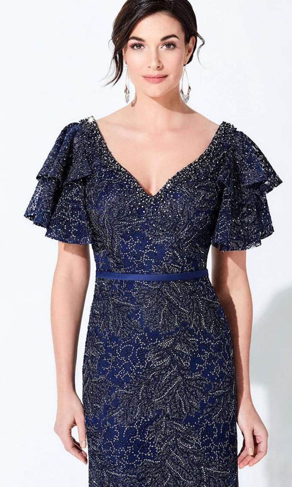 Ivonne D by Mon Cheri - 220D21 Ruffled Bell Sleeve Embroidered Gown Evening Dresses
