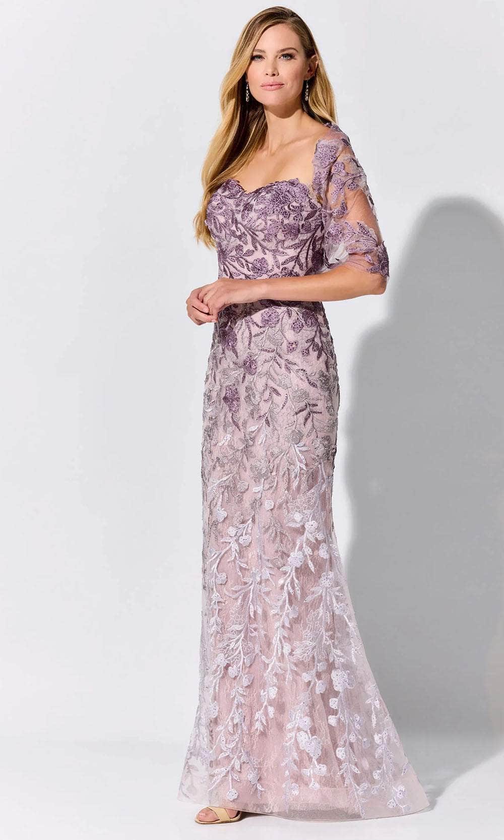 Ivonne-D ID316 - Ombre Lace Evening Dress 10 / Heather Ivonne-D ID316 - Ombre Lace Evening Dress 10 / Heather