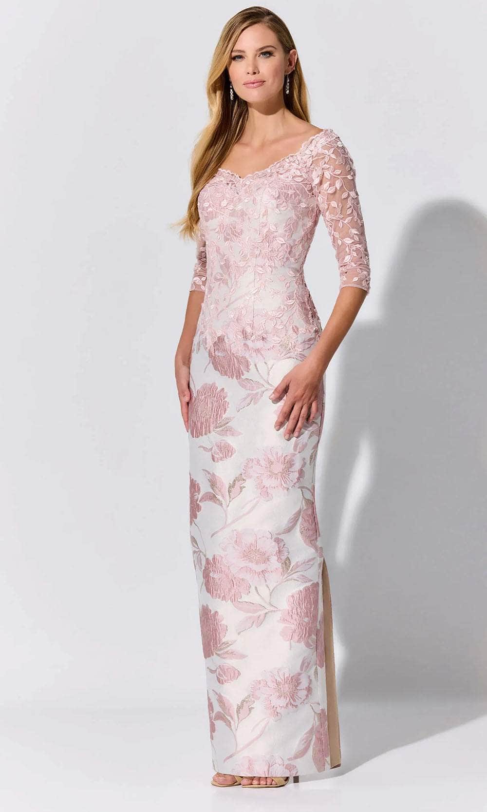 Ivonne-D ID324 - Fitted Bodice Wrap Included Gown Mother of the Bride Dresses 4 / Blush