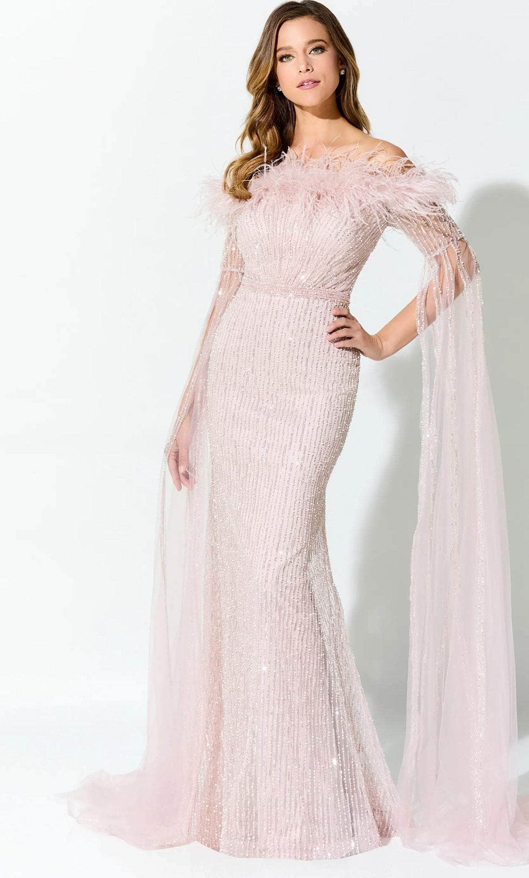 Ivonne D ID917 - Long Cape Gown