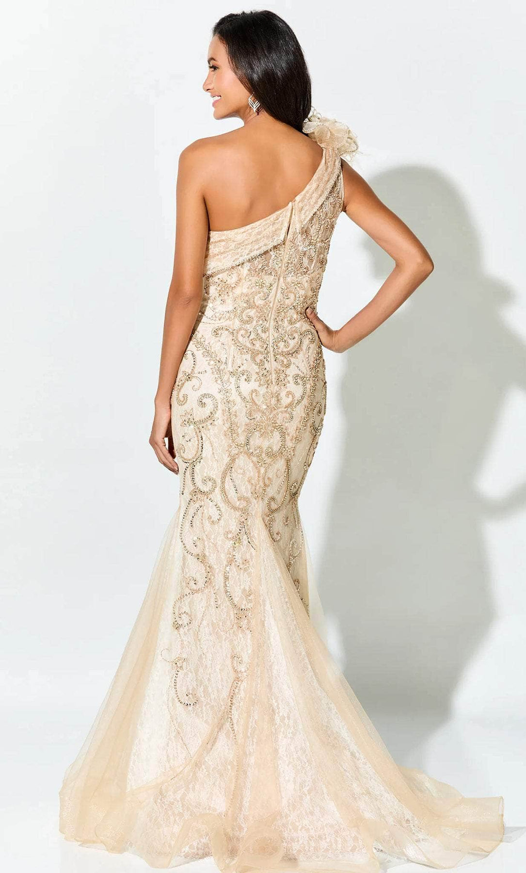 Ivonne D ID922 - Asymmetrical Neckline Gown