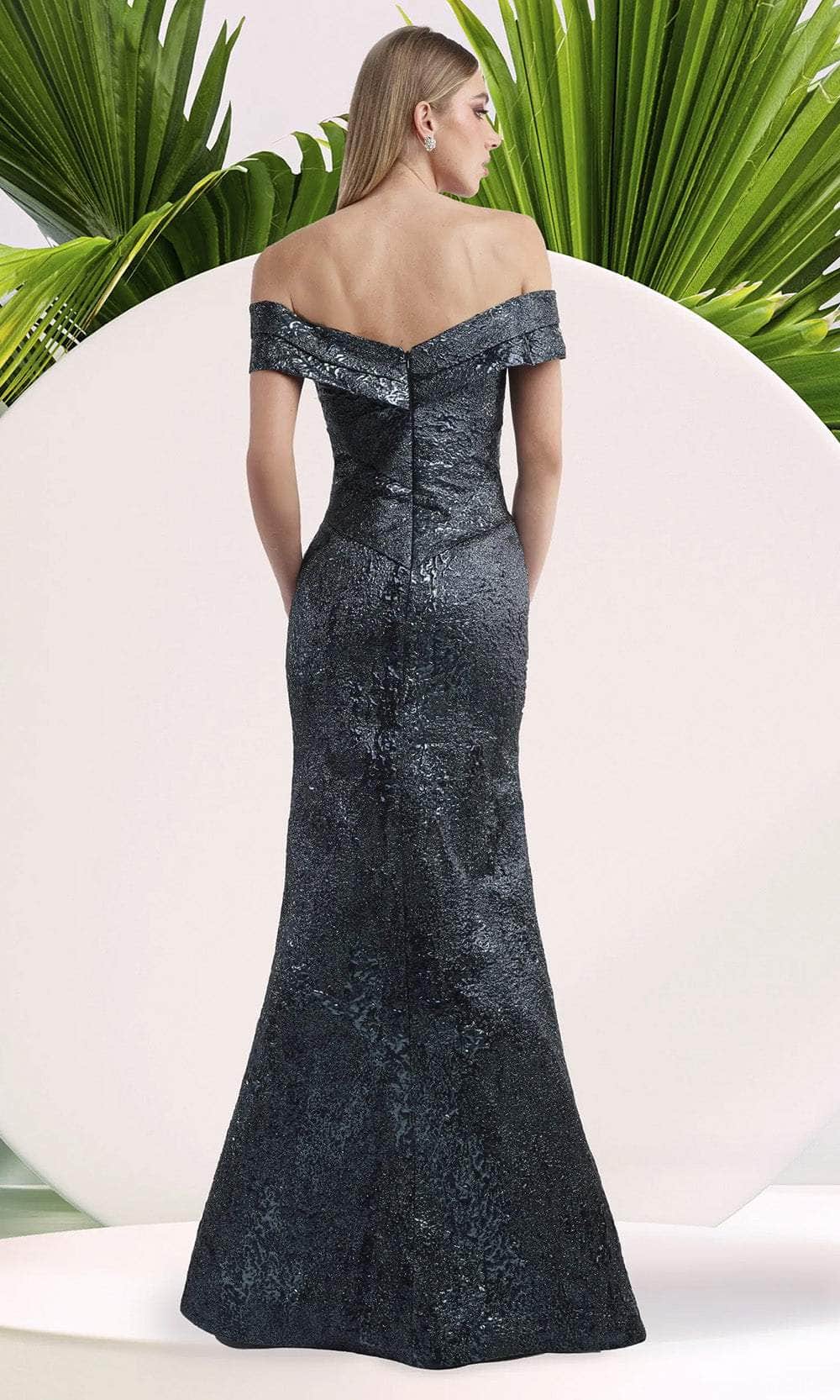 Janique 1020 - Off-Shoulder Slit Gown Mother of the Bride Dresses
