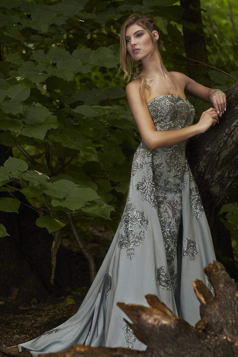 Janique - Embroidered Straight Neck A-line Gown W1691 Special Occasion Dress