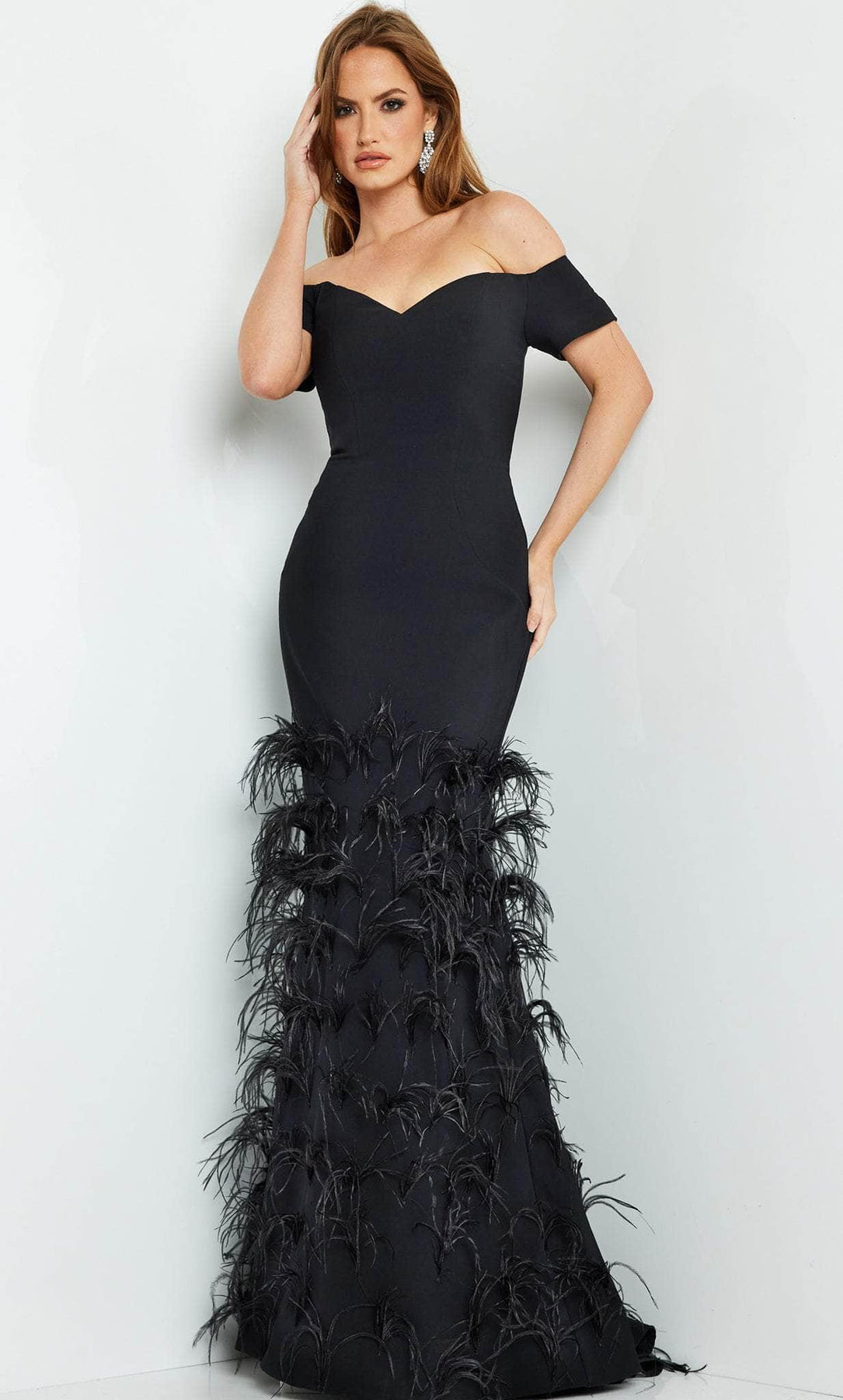 Jovani 08384 - Short Sleeve Trumpet Evening Gown Evening Dresses