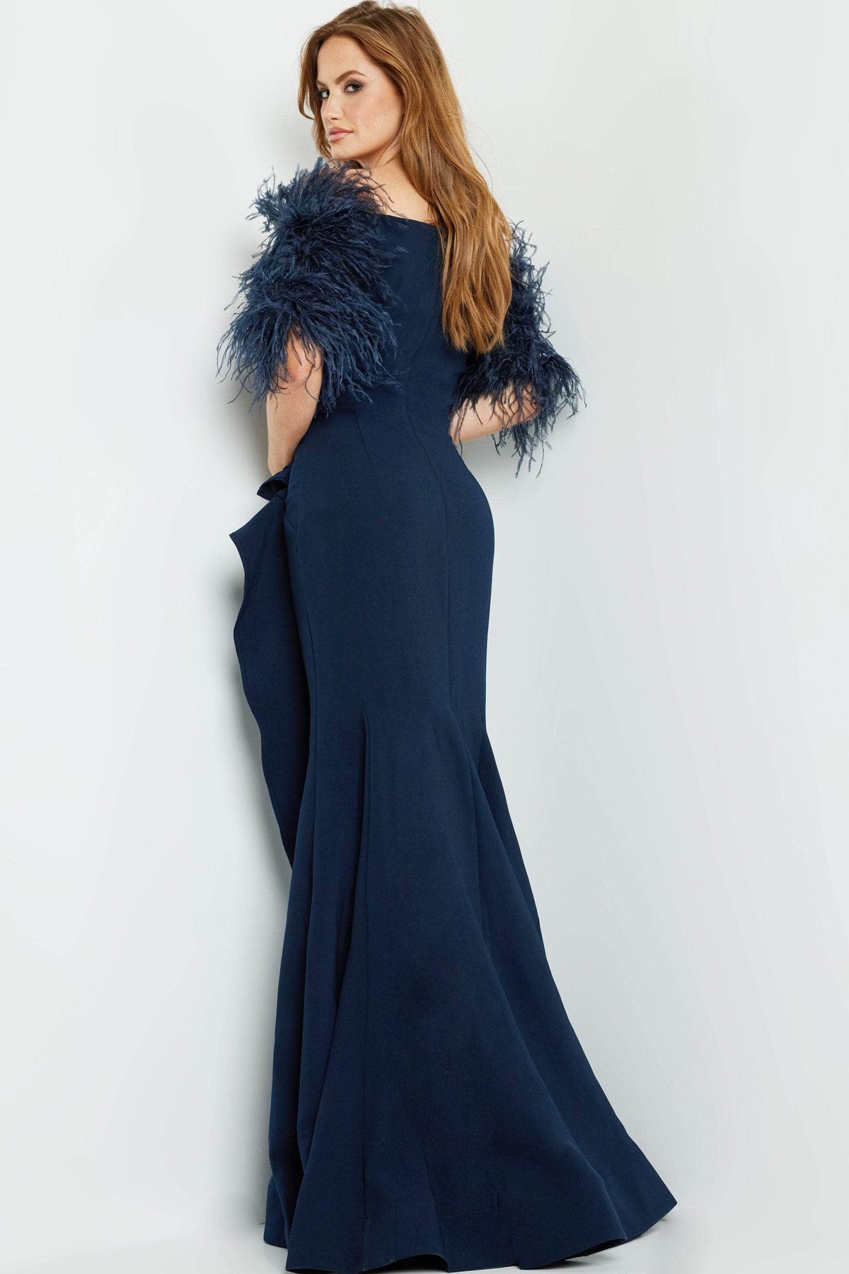 Jovani 09154 - Off-Shoulder Ruffled Waist Evening Dress Evening Dresses