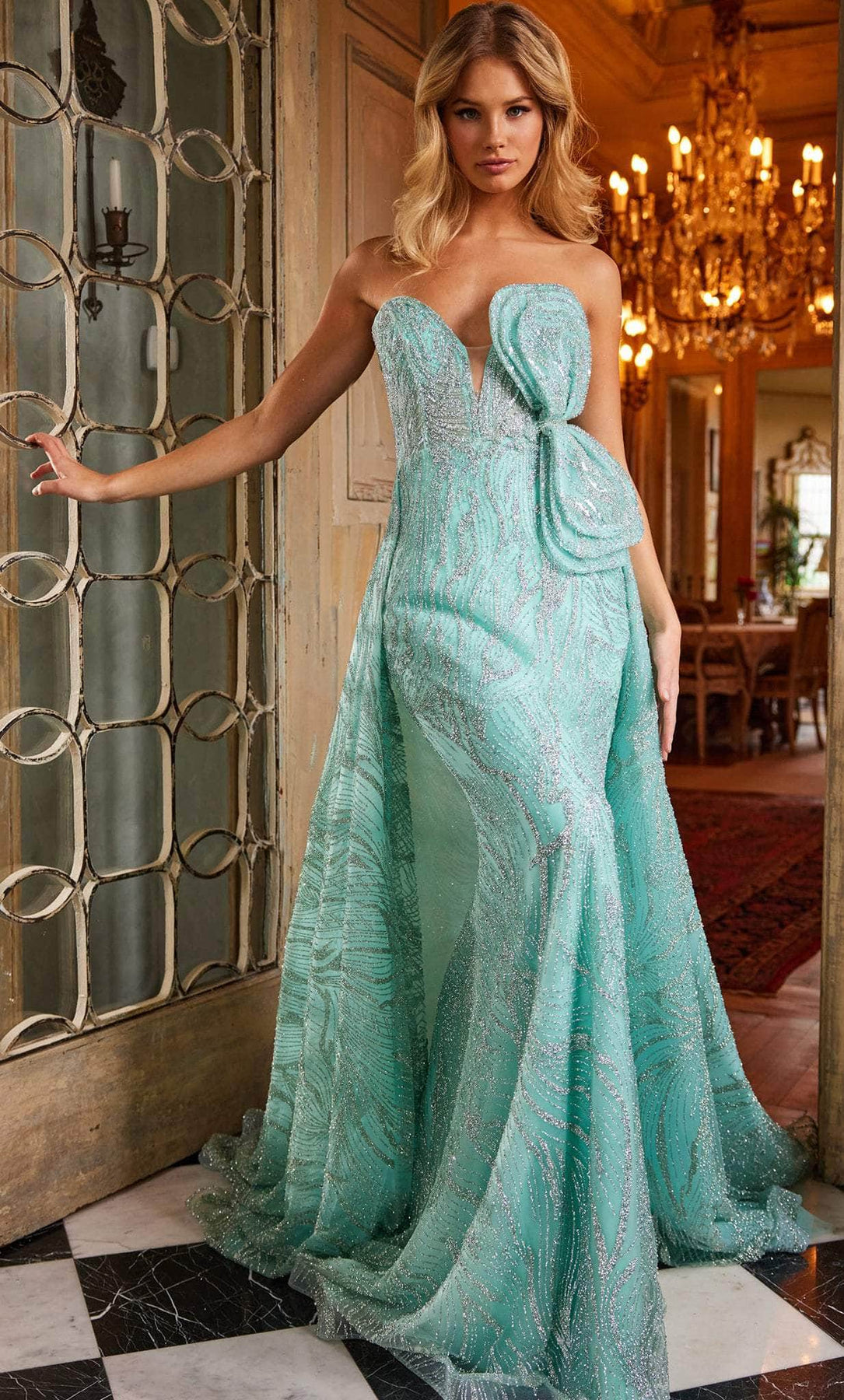 Jovani 23361 - Plunging Sweetheart Beaded Prom Dress Special Occasion Dress 00 / Mint