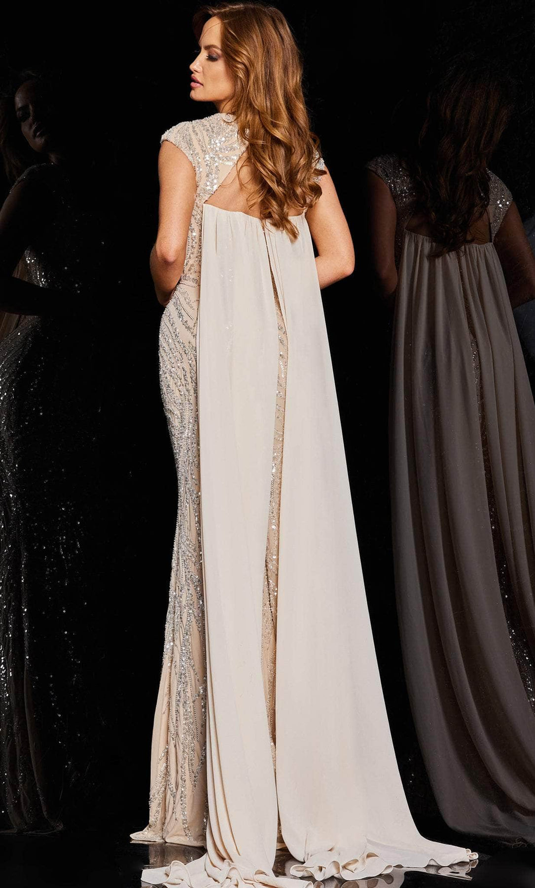 Jovani 23885 - Sequined Cutout Back Evening Gown Evening Dresses