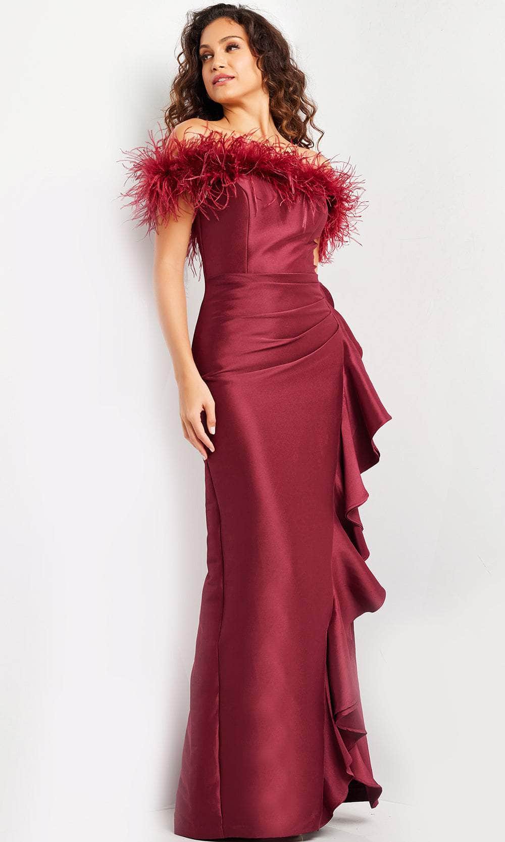 Jovani 25786 - Feather Neckline Evening Dress Special Occasion Dresses