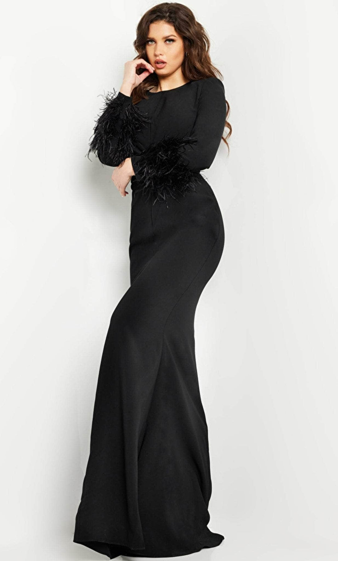 Jovani 25898 - Ruched Back Sheath Dress Winter Formals and Balls 00 / Black