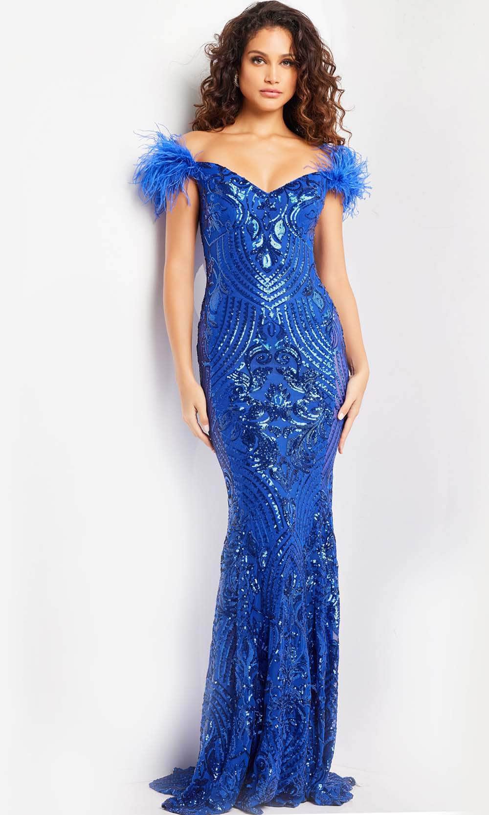 Jovani 26041 - Sequin Mermaid Prom Dress Special Occasion Dress 00 / Royal