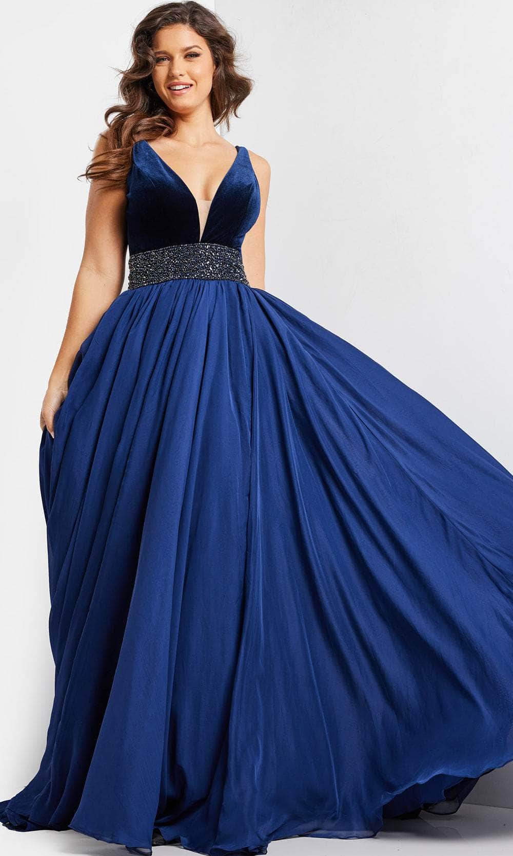 jovani dresses navy blue Jovani 07162 Navy Embellished A Line Evening Dress