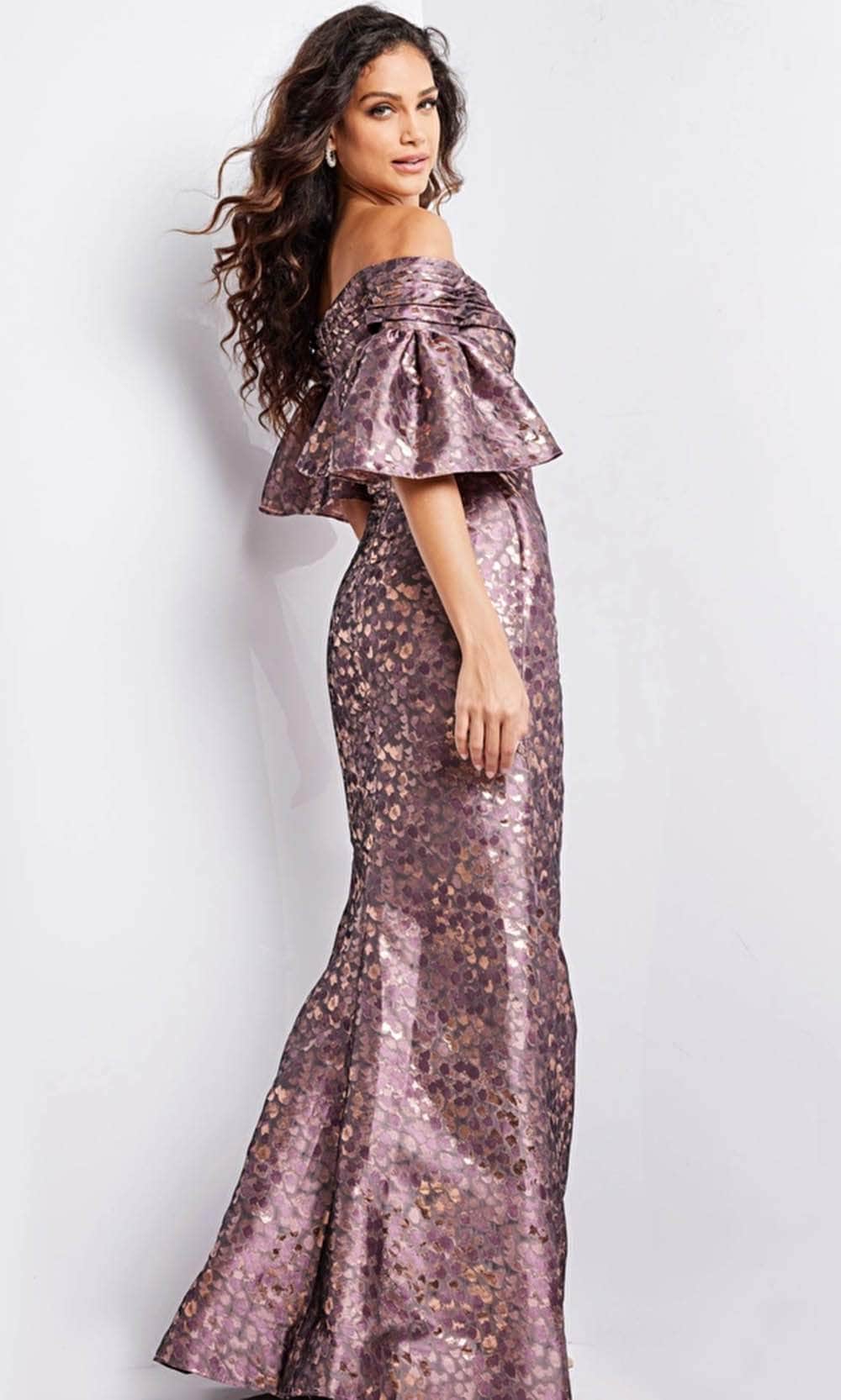 Jovani 26258 - Off Shoulder Metallic Floral Evening Gown Special Occasion Dresses