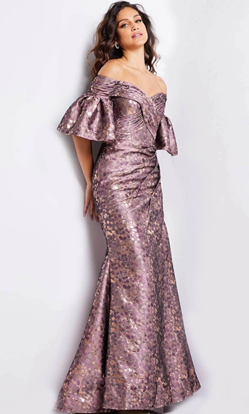 Jovani 26258 - Off Shoulder Metallic Floral Evening Gown Special Occasion Dresses