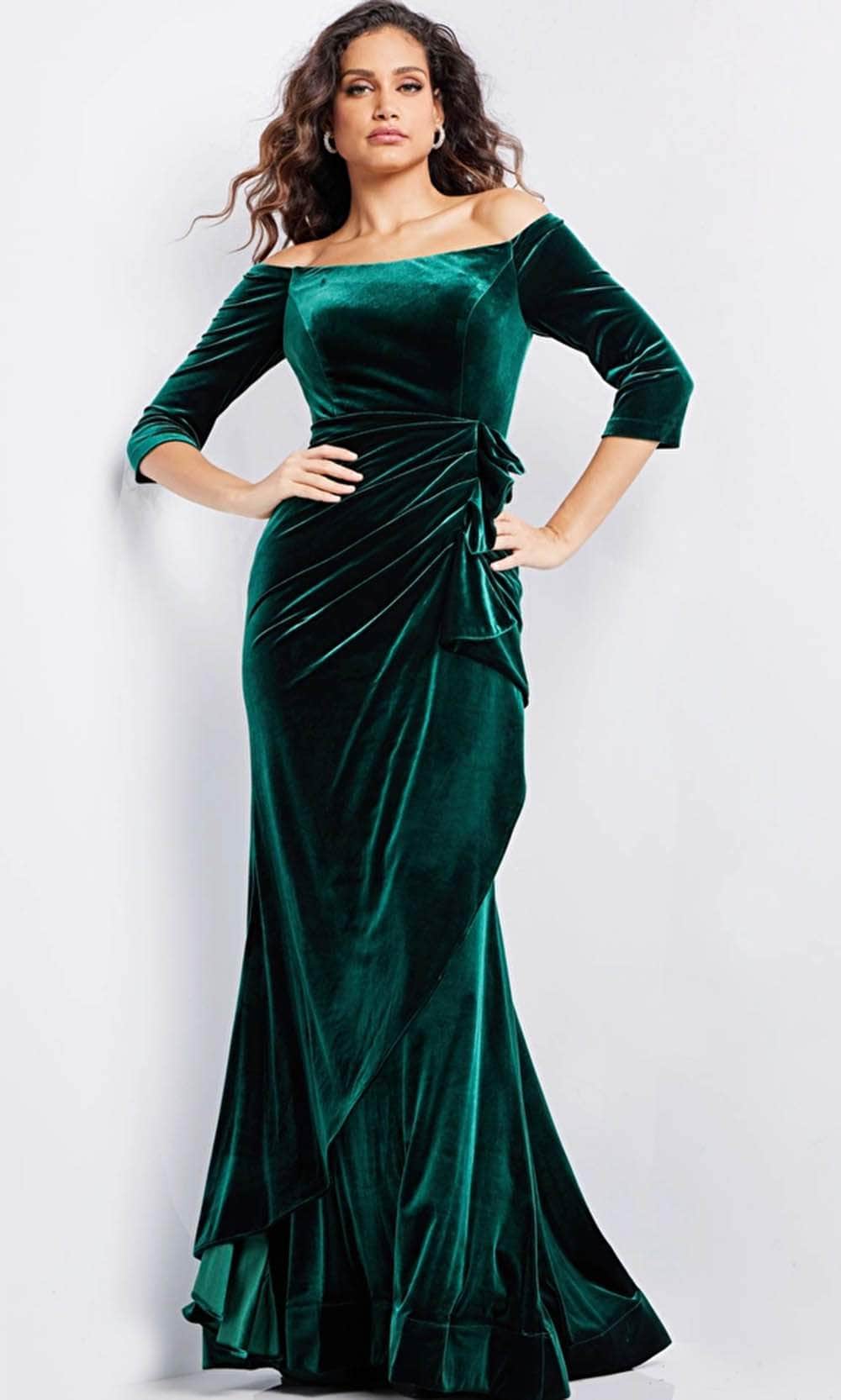 Jovani 36458 - Straight-Across Sheath Evening Gown Special Occasion Dress 00 / Emerald