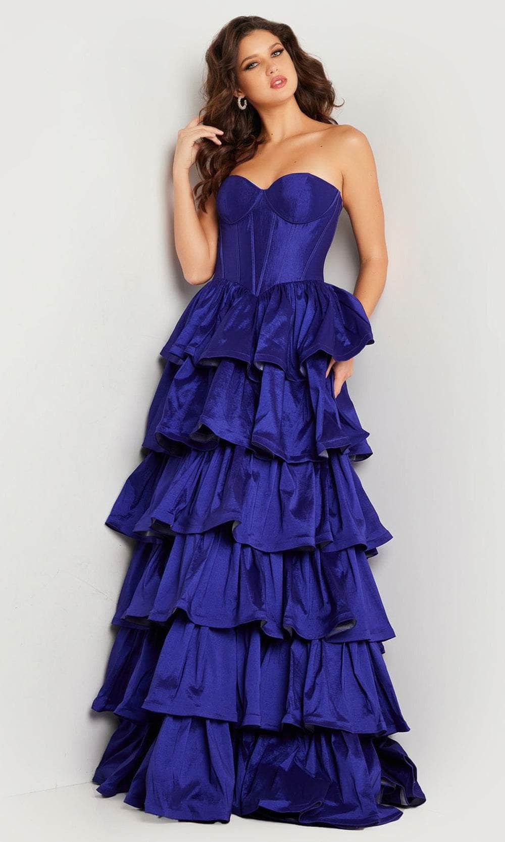 Jovani 36619 - Bustier Ruffled Prom Dress Special Occasion Dress 00 / Purple