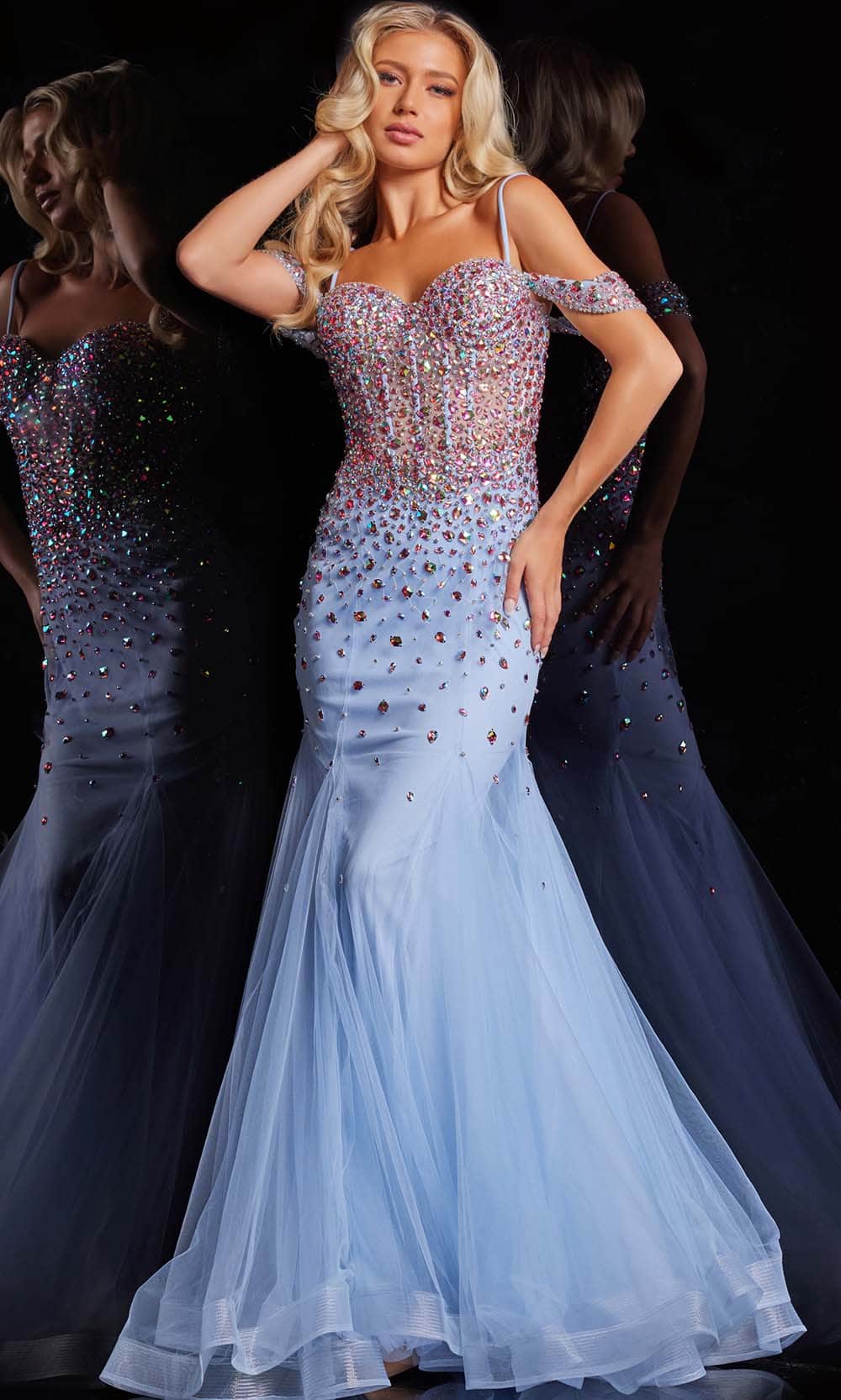 Jovani 36730 - Long Tulle Mermaid Dress