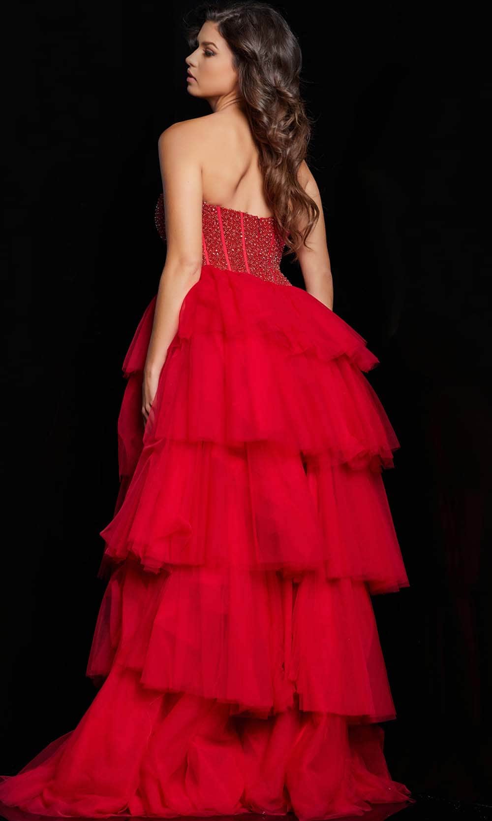 Jovani 37210 - Beaded Strapless Tiered Ballgown Special Occasion Dresses