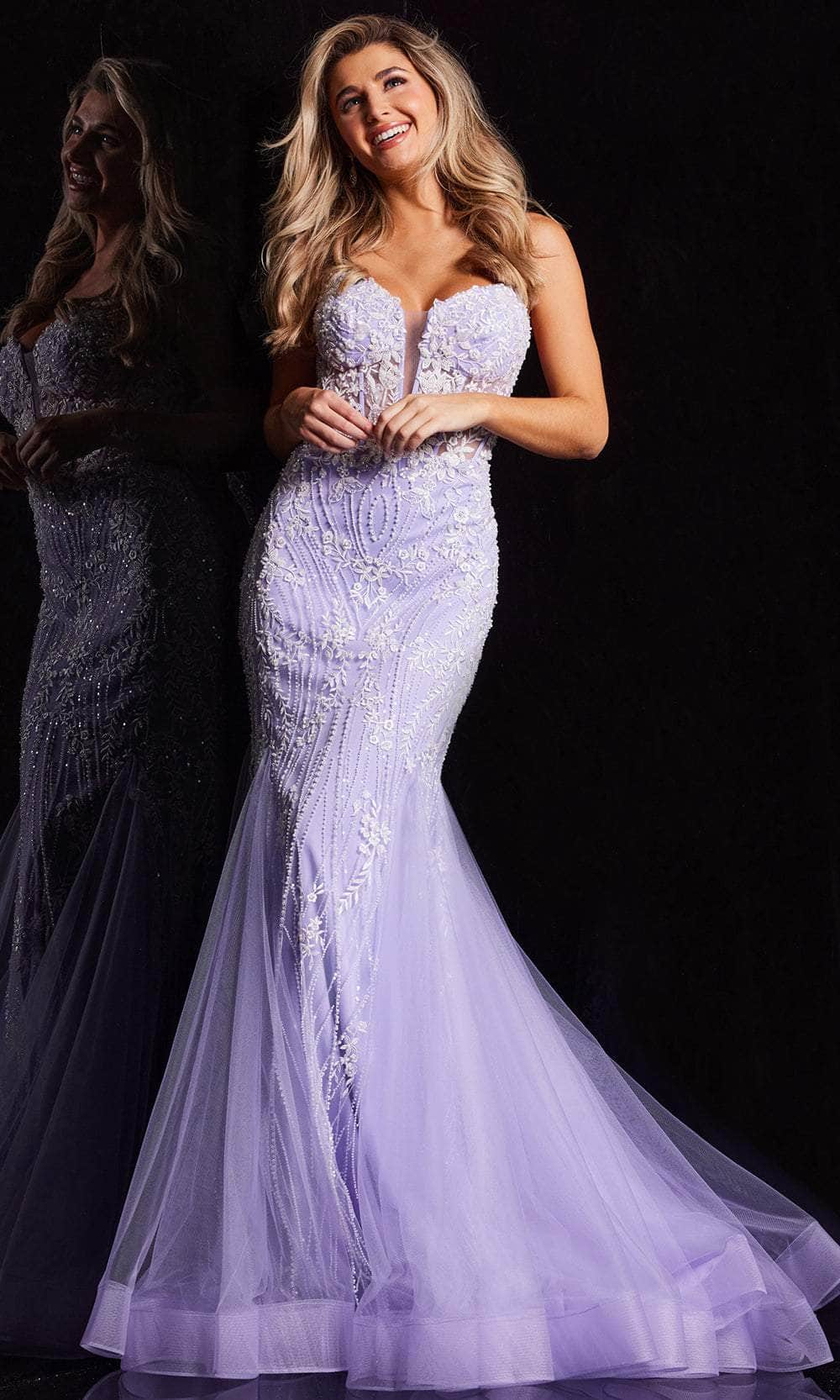 Jovani 37414 - Illusion Deep V-Neck Prom Gown Special Occasion Dresses
