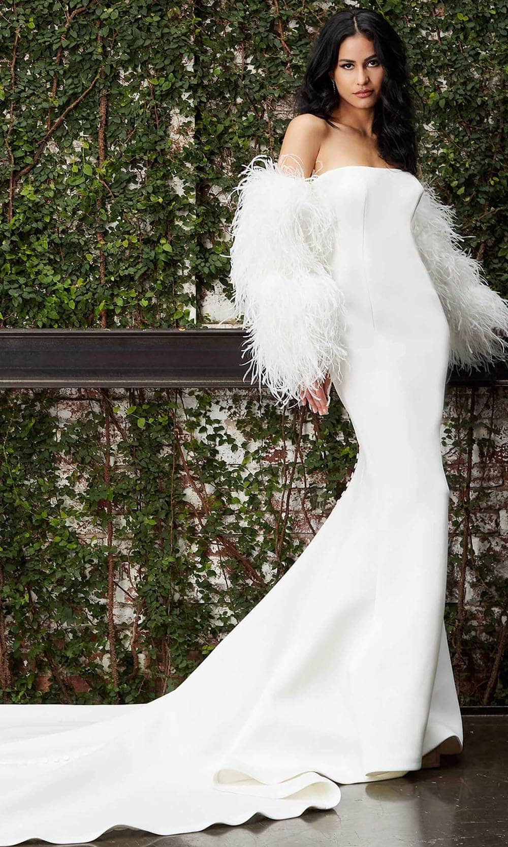 jovani white mermaid dress Mermaid Off the Shoulder Wedding Dress JB40594