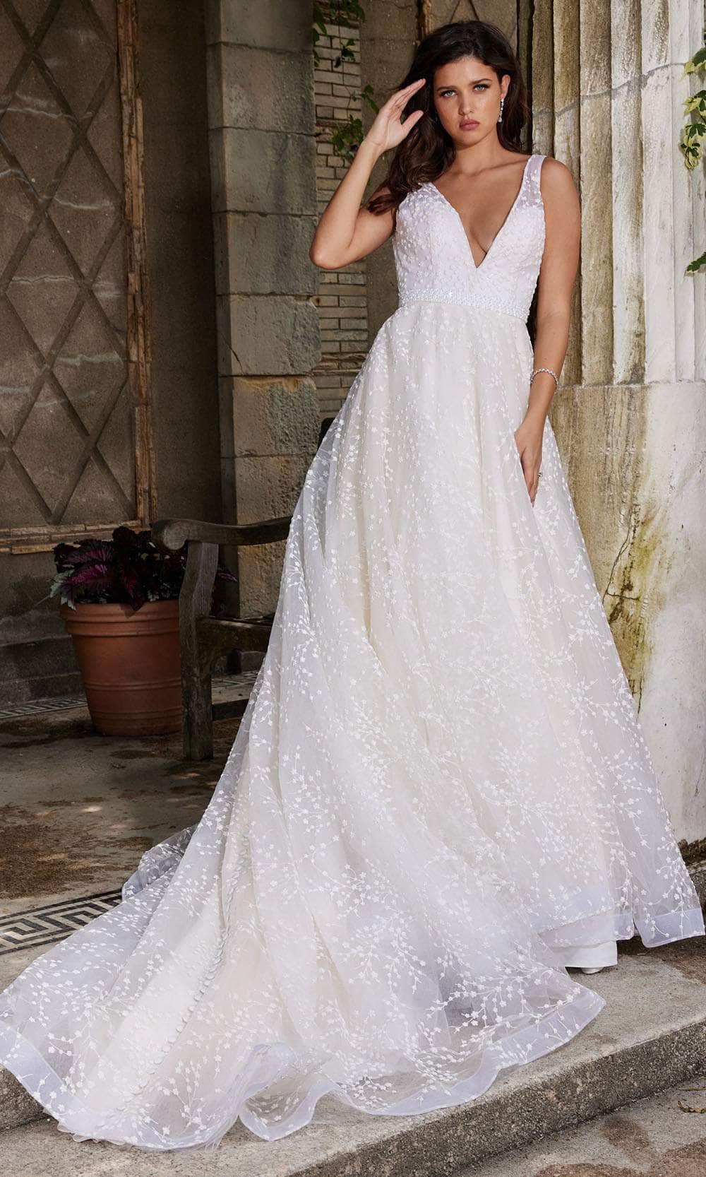 Bridal Bride In White Dress Jovani Bridal JB09491 Long Tulle, Polyester A-Line Dress Sheer Straps, Bridal Bride In White Dress Jovani Bridal JB09491 Long Tulle, Polyester A-Line Dress Sheer Straps,
