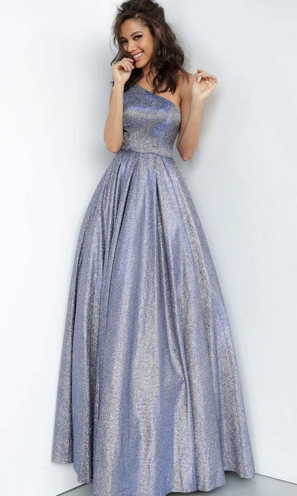 Jovani - JVN02541 Asymmetrical Pleated Ballgown Ball Gowns 00 / Royal