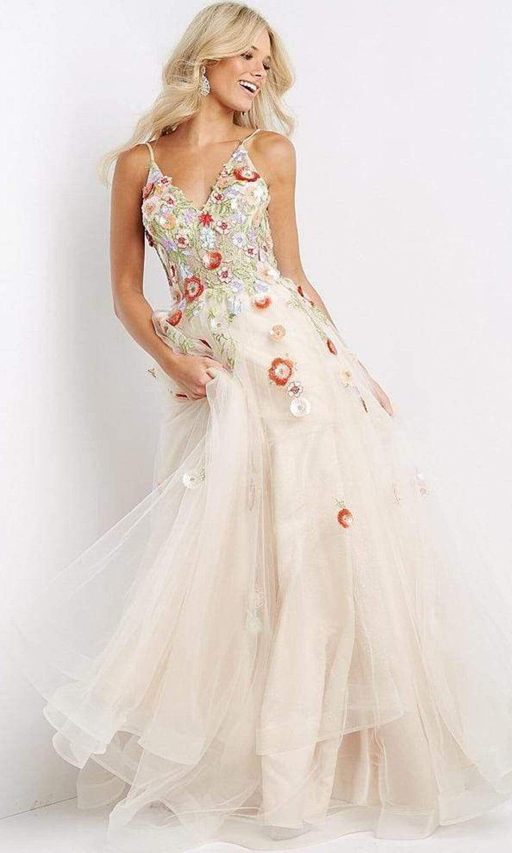 JVN by Jovani - JVN08082SC Floral Applique Prom Dress ADASA JVN by Jovani - JVN08082SC Floral Applique Prom Dress ADASA