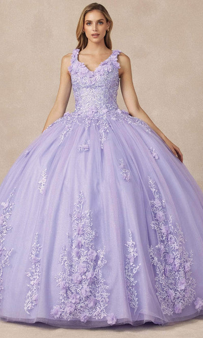 Juliet Dresses 1437 - Floral Applique Ball Gown Special Occasion Dress XS / Lilac