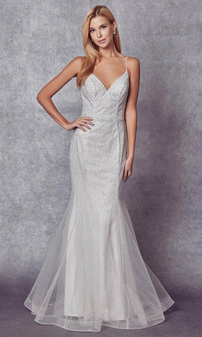 Juliet Dresses 271 - Glitter Mermaid Prom Dress Special Occasion Dress XS / White