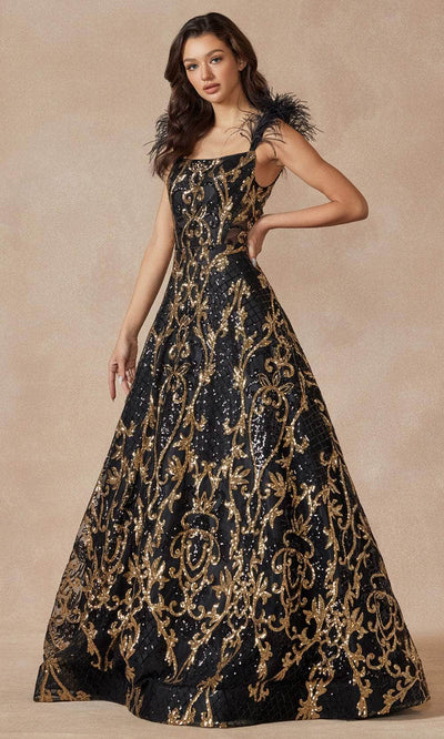 Juliet Dresses 297 - Scoop Sleeveless Evening Gown Special Occasion Dress XS / Black / Gold