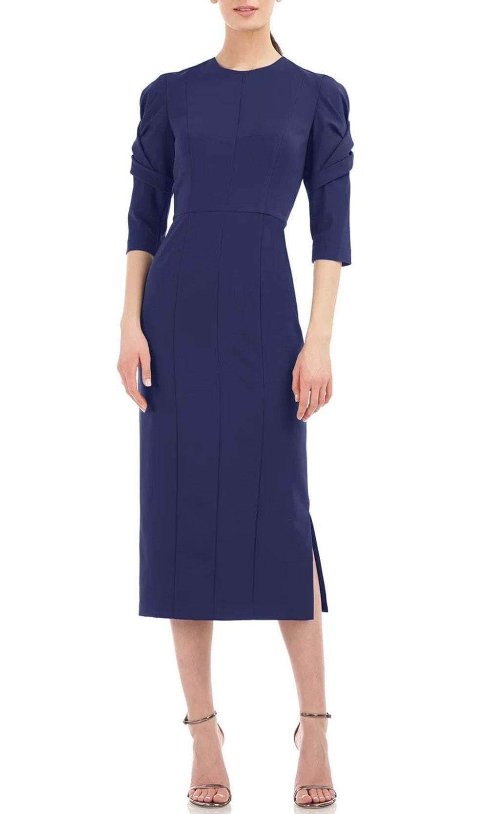 Kay Unger 5518804 Tea-Length Stretch Crepe Sheath Dress