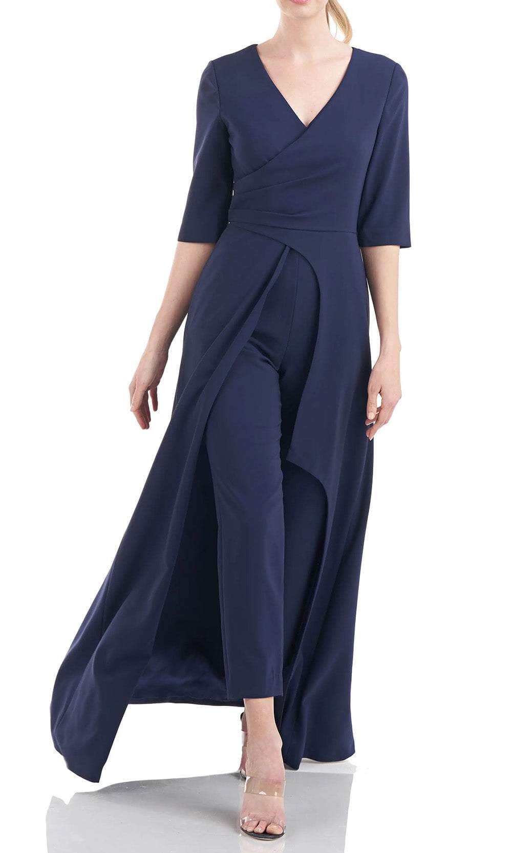 Kay Unger 5547465 - V-Neck Quarter Sleeve Jumpsuit Formal Pantsuits