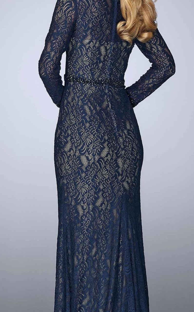 La Femme - 23115 Lace Long Sleeves Sheath Long Dress Special Occasion Dress