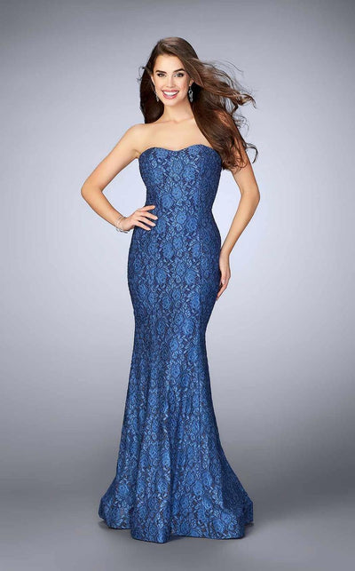 La Femme - 23410 Strapless Sweetheart Floral Lace Mermaid Dress Special Occasion Dress