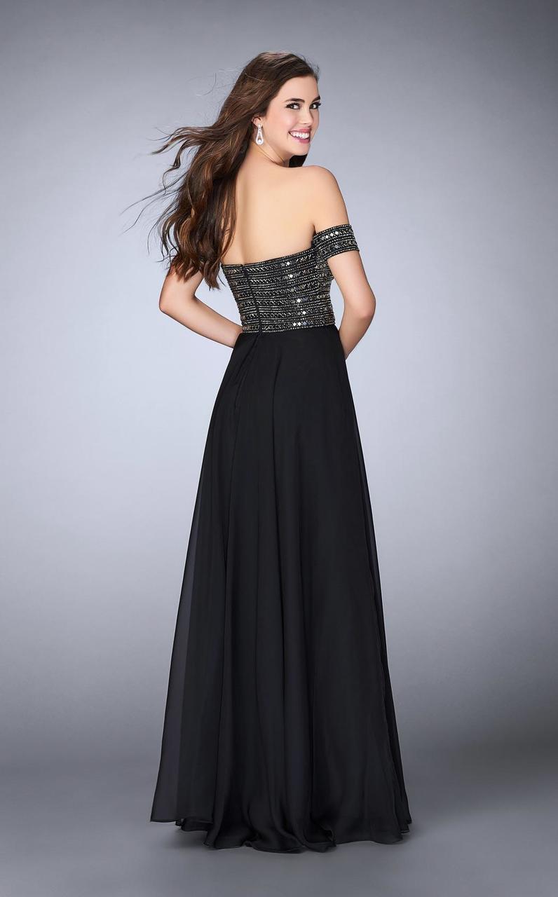 La Femme - 23644 Opulent Off-Shoulder Beaded Long Evening Gown Special Occasion Dress
