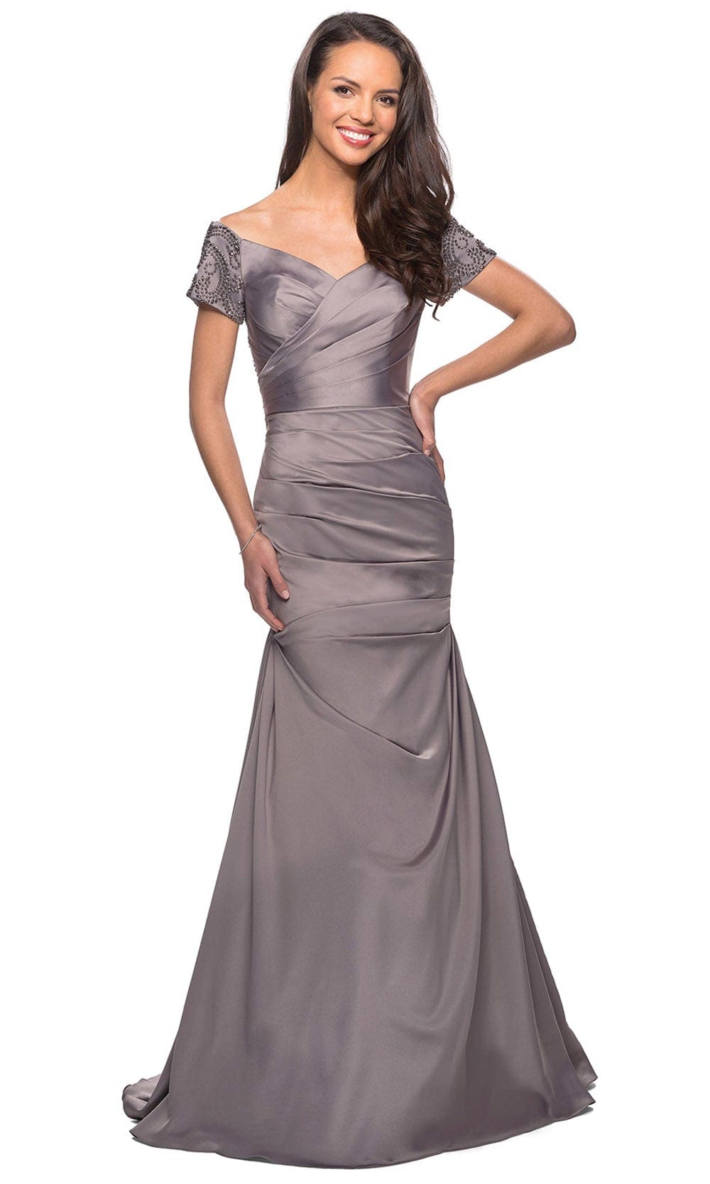 La Femme 25996 - Embellished Pleated Long Dress Special Occasion Dress