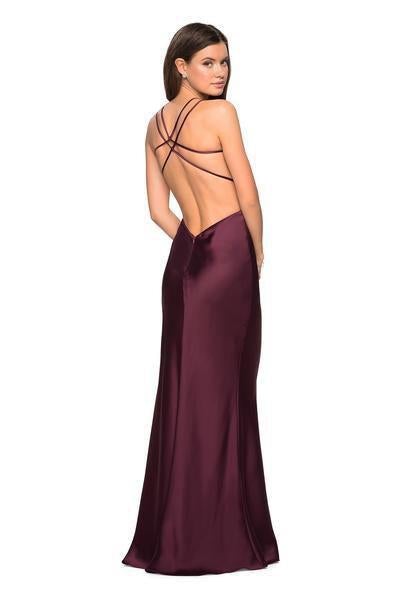 La Femme - 27010 Strappy Scoop Evening Gown with Slit Evening Dresses