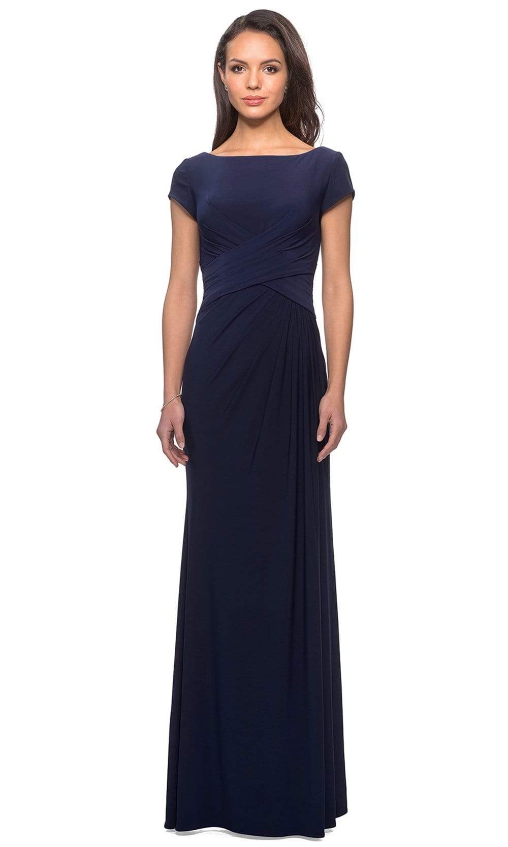 La Femme - 28026 Bateau Neck Cap Sleeve Sleek Jersey Long Dress Mother of the Bride Dresses