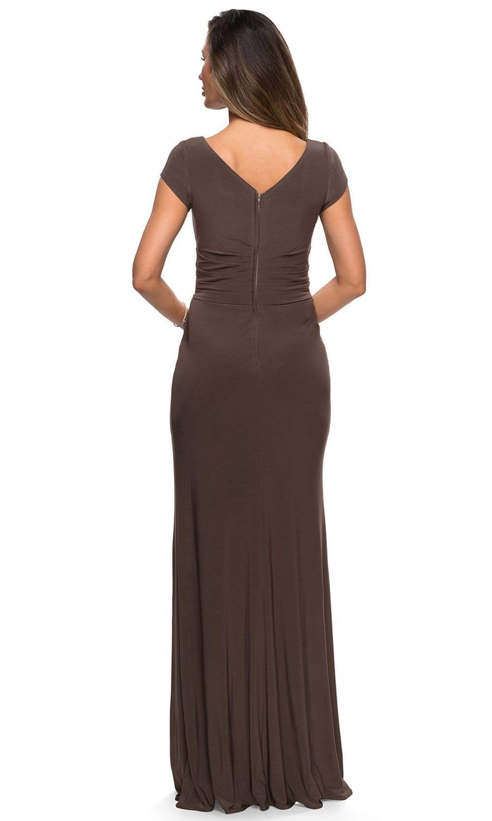 La Femme - 28026 Bateau Neck Cap Sleeve Sleek Jersey Long Dress Mother of the Bride Dresses