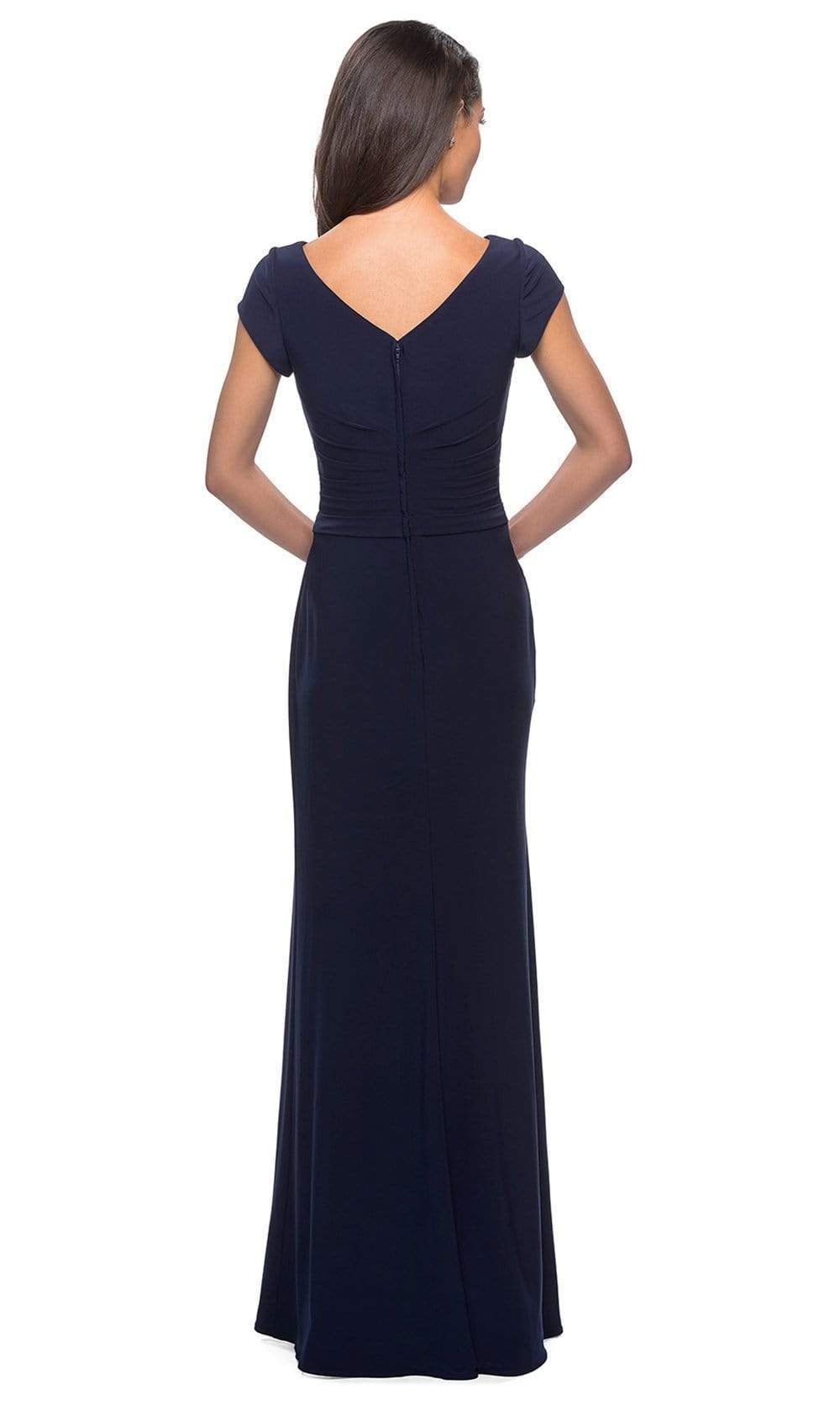 La Femme - 28026 Bateau Neck Cap Sleeve Sleek Jersey Long Dress Mother of the Bride Dresses