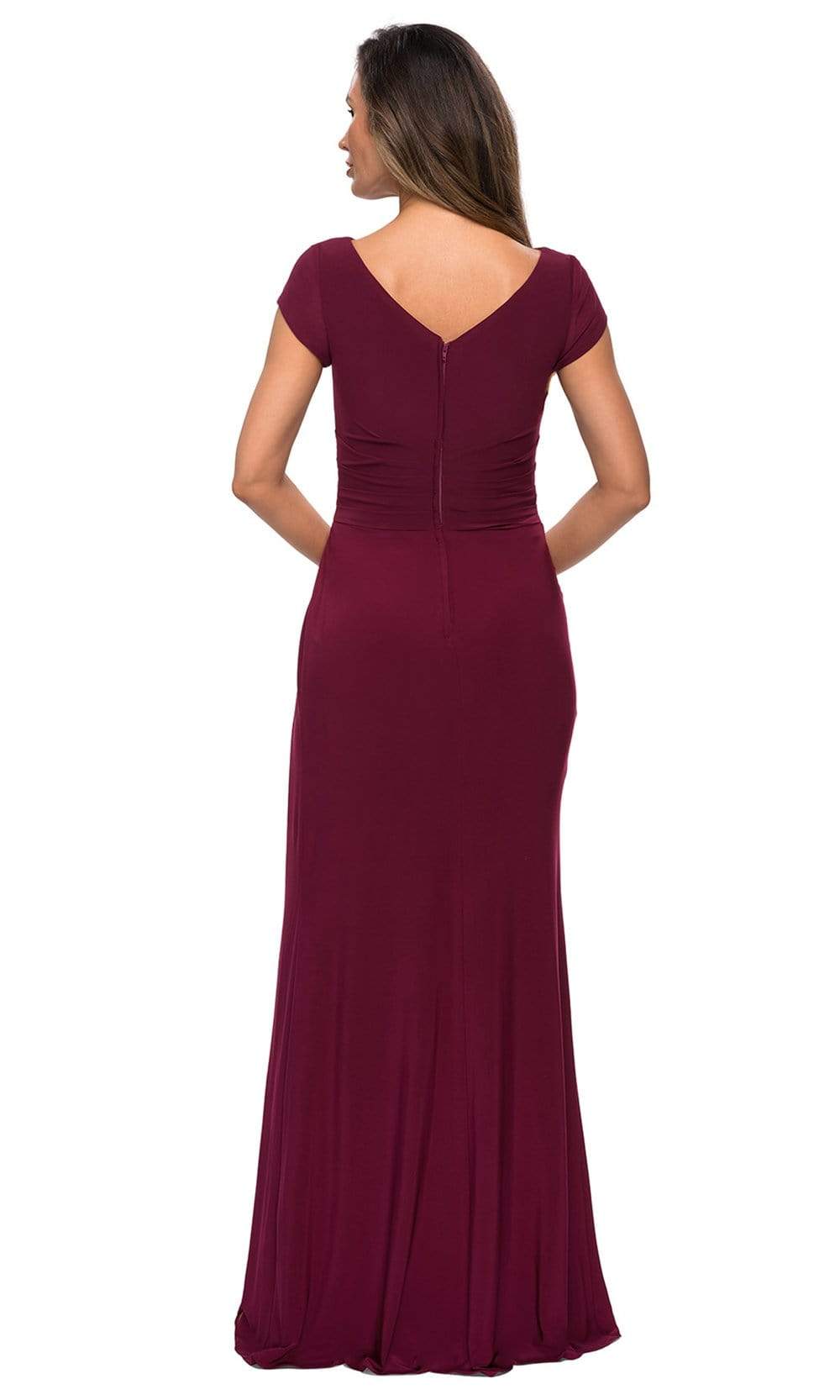 La Femme - 28026 Bateau Neck Cap Sleeve Sleek Jersey Long Dress Mother of the Bride Dresses