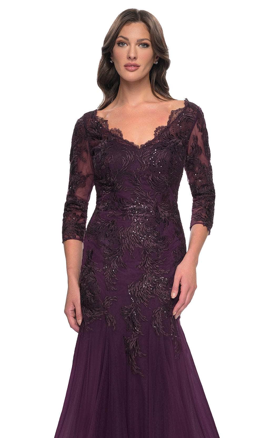 La Femme 30823 - Scallop Detailed Evening Dress Mother of the Bride Dresses